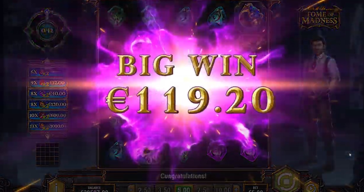 Play N Go Rich Wilde and the Tome of Madness big win slot game highlight