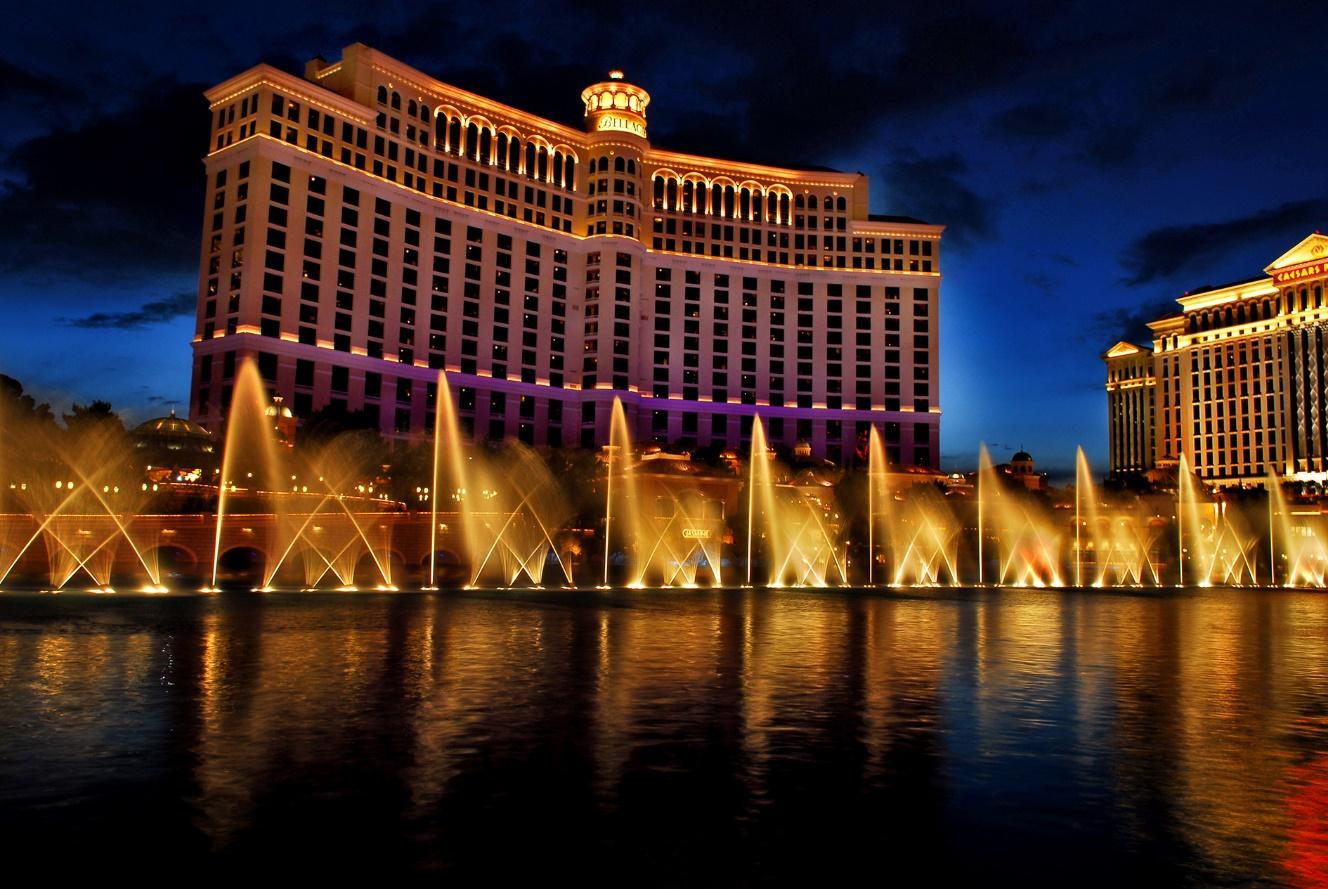 Bellagio Resort and Fountain Show panorama